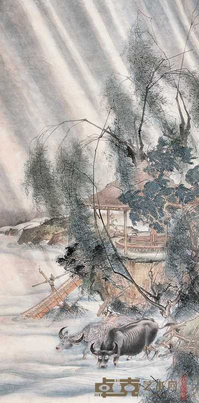 胡也佛 春牧图 立轴 130.5×64cm